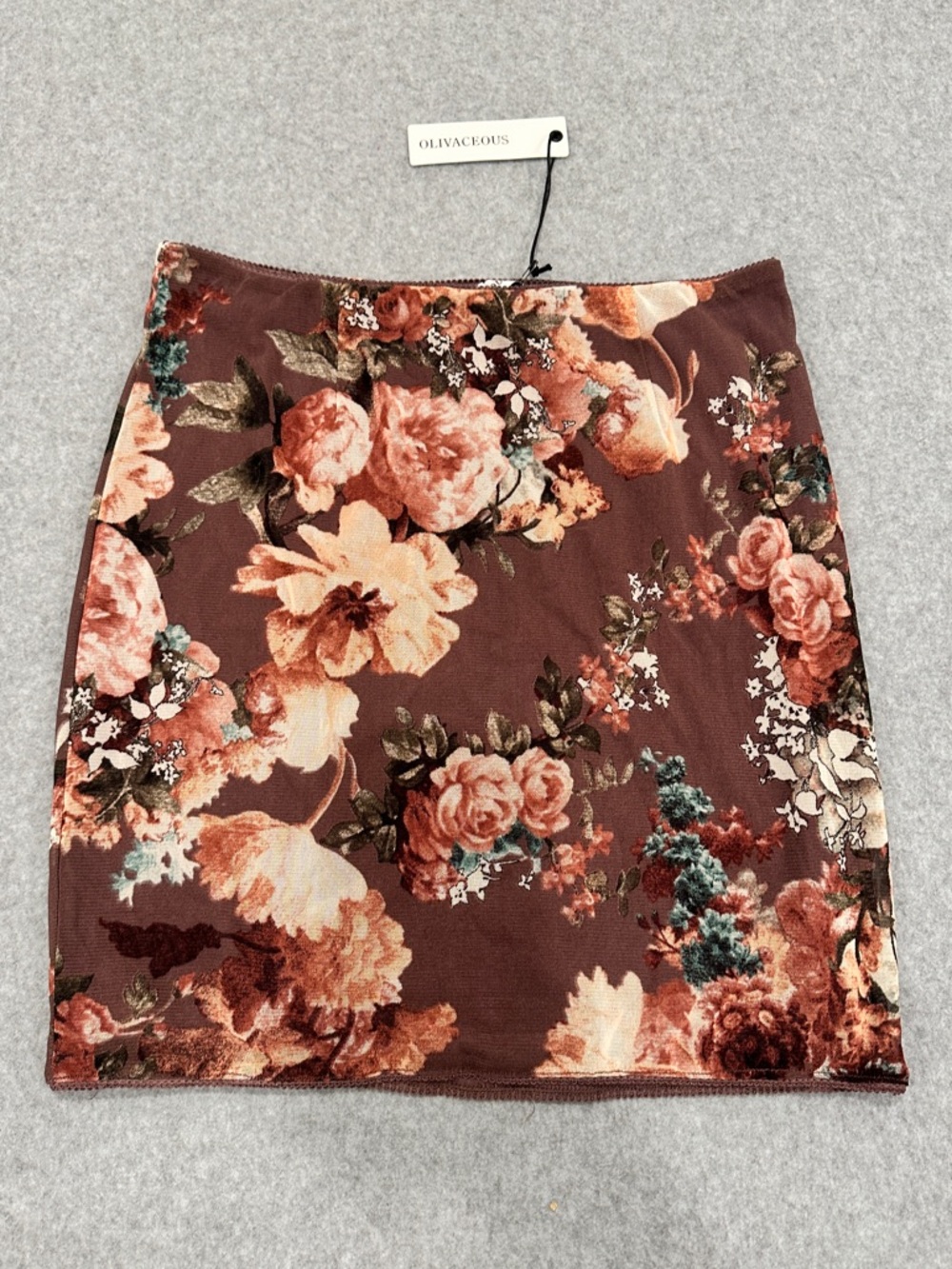 Olivaceous Anthropologie Brown Floral Mini Skirt